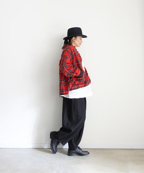 ichiAntiquités  1200323 Cotton Wool RED Tartan Jacket / A : RED