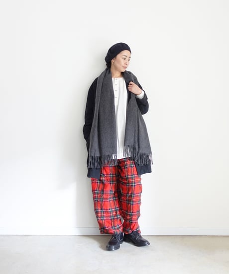 ichiAntiquités  1200324 Cotton Wool RED Tartan Relax Pants / A : RED