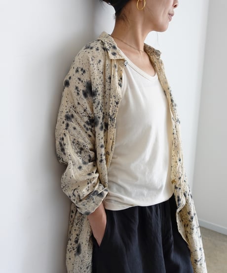 ichiAntiquités 800334 Natural dyed Linen Shirt Dress / 2 COLORS