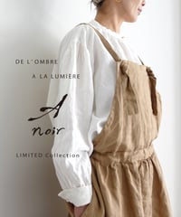 【 LIMITED COLLECTION 】Antiquités noir 800404  Linen Band Collar Blouse / D : WHITE
