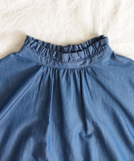 i c h i  260403 Denim 2way Frill Blouse / 2 COLORS