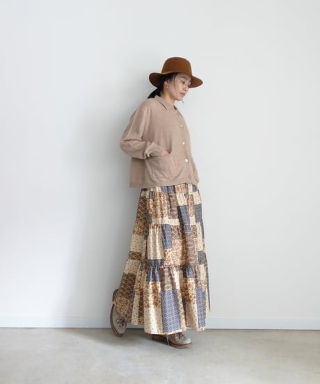 i c h i 241135 Vintage Patchwork Print Skirt / A : Vintage Patchwork