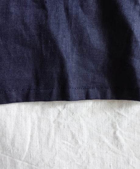 ichiAntiquités 1101111 Linen Canvas V neck Shirt / C : NAVY