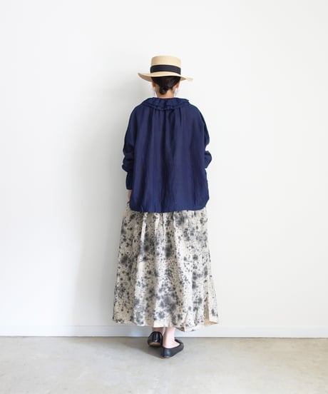 ichiAntiquités 800335  Natural dyed Linen Gather Skirt / 2 COLORS