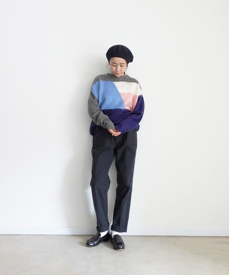i c h i  260452 Color Panel Knit Pullover / 2 COLORS