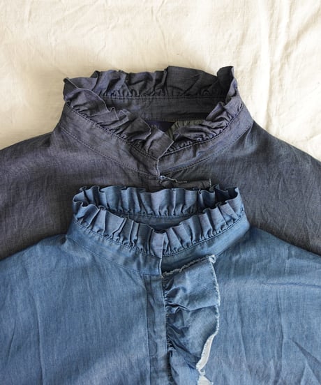 i c h i  260404 Denim 2way Frill Shirt / 2 COLORS