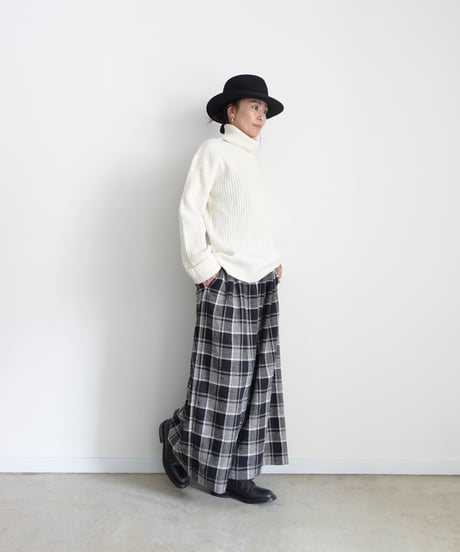 i c h i 260414 Cotton Linen Check Pants / C : GRAY CHECK