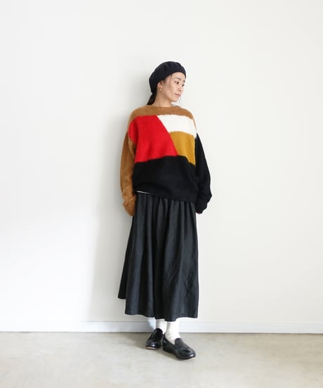 i c h i  260452 Color Panel Knit Pullover / 2 COLORS