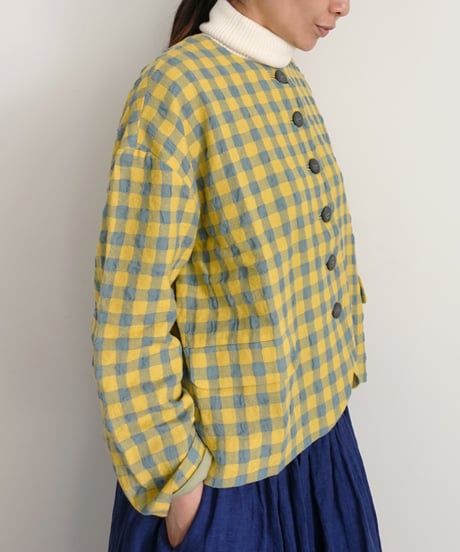 ichiAntiquités 1200318 Cotton Wool Gingham Check Jacket / 3 COLORS