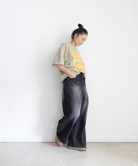 i c h i  230430  DENIM Wide Pants / D : BLACK・2 size