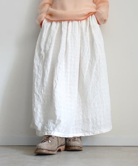 ichiAntiquités 1101110 Linen Cotton Gingham Check Skirt / 3 COLORS