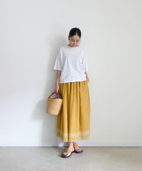 ichiAntiquités 1101135 KHADI Cotton Brise Skirt / 2 COLORS