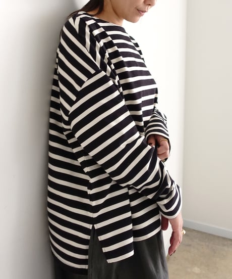 ichiAntiquités 1200344 Cotton Border Pullover / 2 COLORS