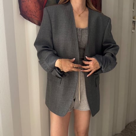wool no collar jacket