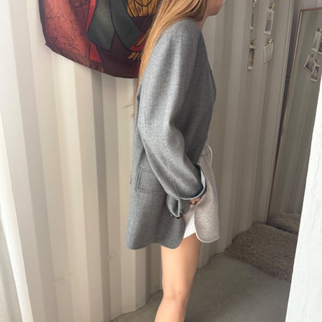 wool no collar jacket