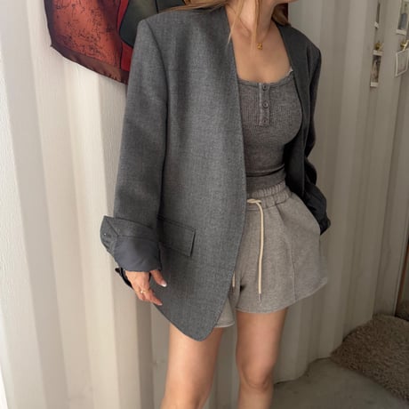 wool no collar jacket