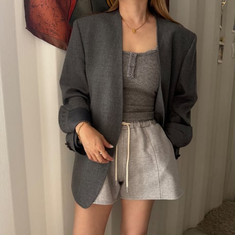 wool no collar jacket