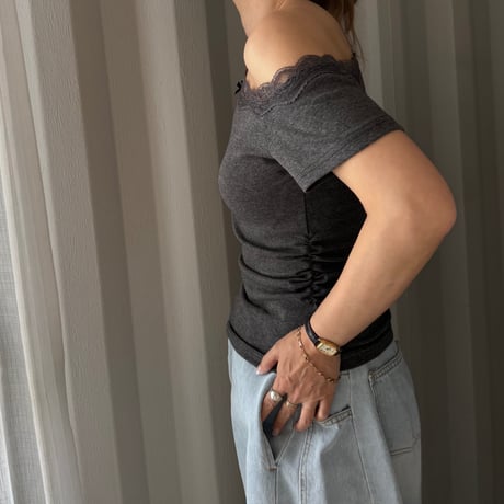 asymmetry lace tops (3color)