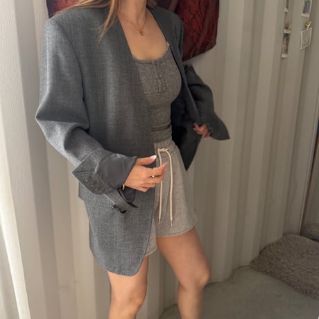 wool no collar jacket