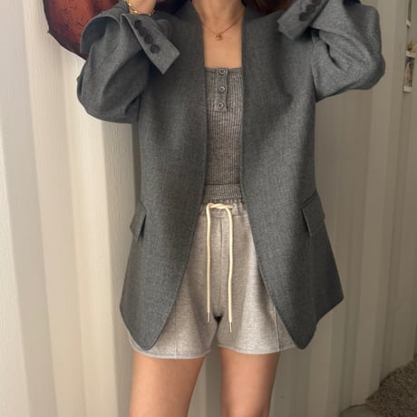 wool no collar jacket