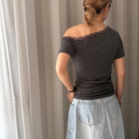 asymmetry lace tops (3color)
