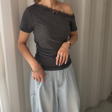 asymmetry lace tops (3color)