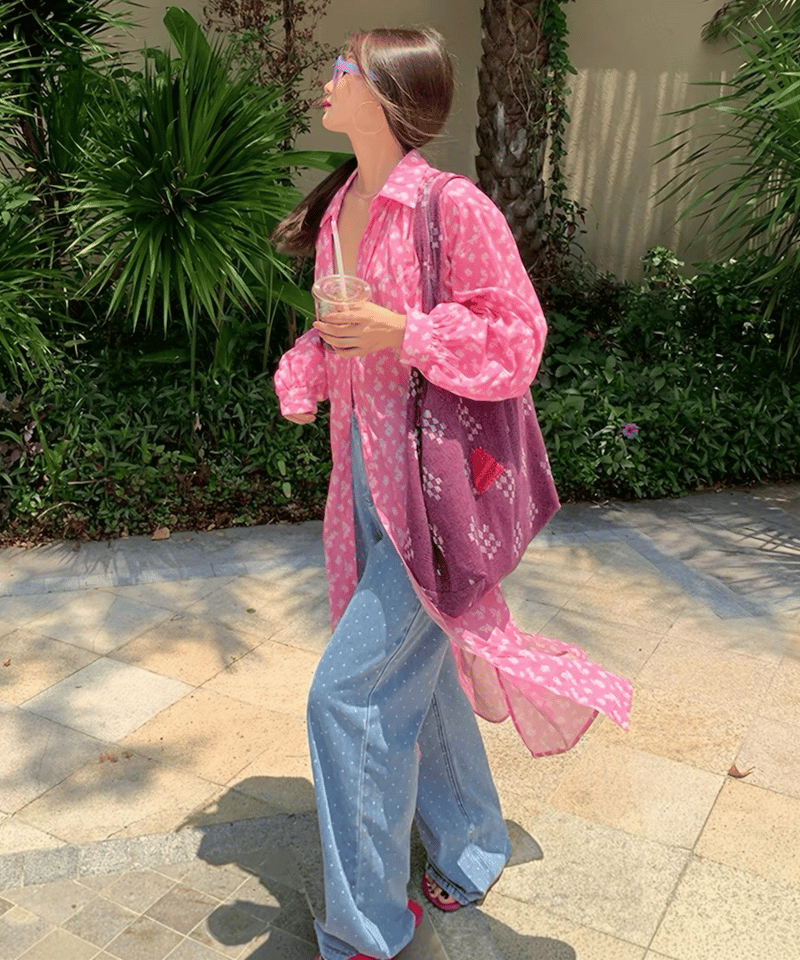 予約販売】フラワー柄シアーシャツワンピース | KISHIKA
