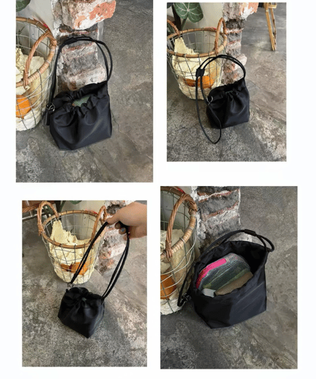【予約販売】ナイロン巾着バッグ#ブラック