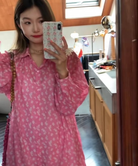 【予約販売】フラワー柄シアーシャツワンピース