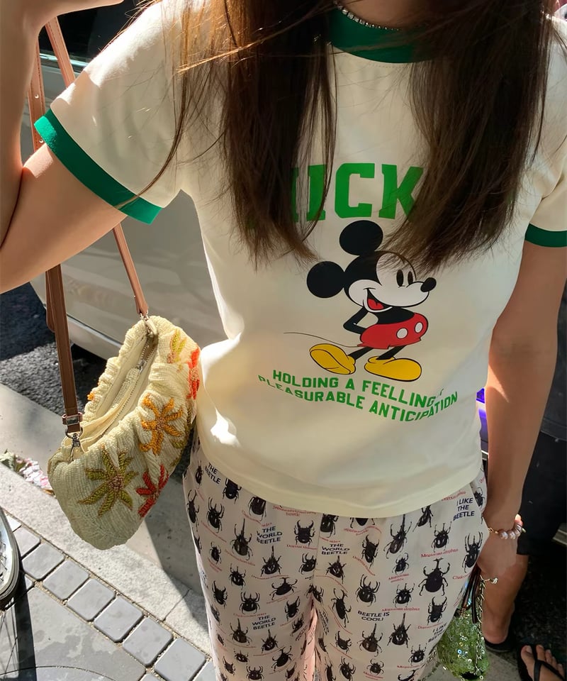 予約販売】Mickey ビンテージデザインプリント リンガーTシャツ | KISHIKA