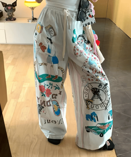 【予約販売】グラフィティー アート プリント ワイドイージーパンツ
