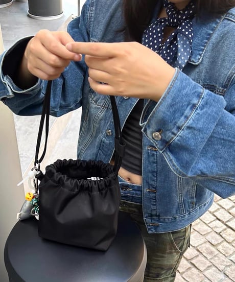【予約販売】ナイロン巾着バッグ#ブラック