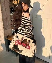 【予約販売】cow カウ柄puファーボストンバッグ