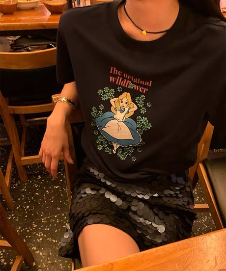 【予約販売】Alice アリス ビンテージデザインプリントTシャツ
