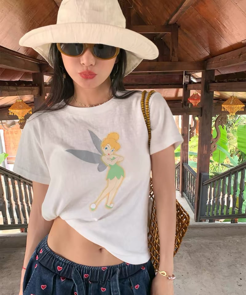 予約販売】ティンカーベル ビンテージデザインプリントTシャツ | KISHIKA