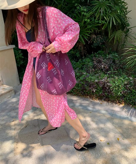 【予約販売】フラワー柄シアーシャツワンピース