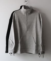 Double-brushed Cotton Terry Fleece Half-zip Sweatshirt     [Robes&Confections]