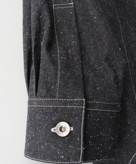 Cotton Silk Denim Box Pleated Baggy Shirt     [Robes&Confections]