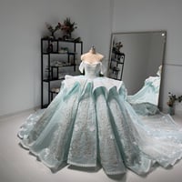 カラードレス オフショルダー 手作珠繍 華やかなトレーン 韓国風ドレス かわいいコーデ ブライダル