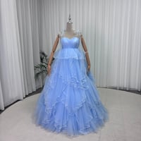 カラードレス 薄青 キャミソール アシンメトリー風 ロング ファスナー 花嫁 前撮り