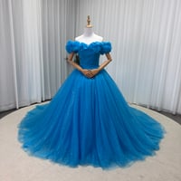 カラードレス 青 オフショルダー シークインチュール 華やかなトレーン 花嫁 前撮り