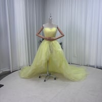 カラードレス 黄色い ビスチェドレス フィッシュテール シークインチュール 編み上げ 結婚式