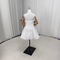 ウエディングドレス オフホワイト フェザー ミニドレス 韓国風ドレス ビスチェドレス ブライダル