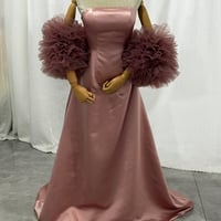 カラードレス ローズピンク ケープ風ドレス 光沢サテン スレンダーライン 花嫁 前撮り