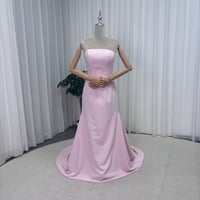 カラードレス ピンク クレープ生地 ビスチェドレス 編み上げ 短トレーン ベアトップ 花嫁