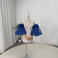 取り外し可能な付け袖 ジュエルネイビー フレア袖 ソフトチュール 花嫁 前撮り