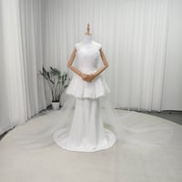 ウエディングドレス オフホワイト フェザー ミニドレス+クレープ生地 スカート 韓国風ドレス 花嫁 前撮り