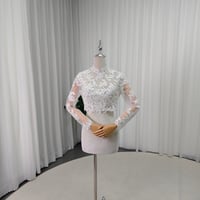ボレロ オフホワイト ロングスリーブハイネック  くるみボタン 花嫁 前撮り