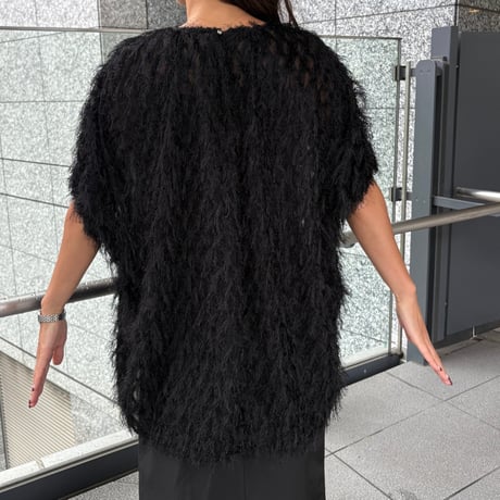 フリンジオーバーサイズトップス(ブラック)