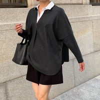 襟ドッキングウールプルオーバー(グレー)